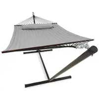 Vita5 Hamac de jardin - - Toile de hamac + socle - Résistant aux UV - Gris