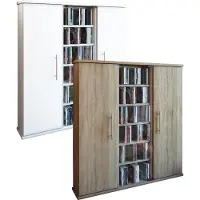 Hioshop Bois CD DVD Stand Étagère Armoire Rangement Étagère sur pied Santo Porte en verre Bois CD DVD Stand Étagère Armoire Rangement Étagère sur pied Santo Porte en verre