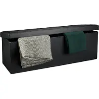 Relaxdays Tabouret Pliable Pratique, Boîte De Rangement, Avec Couvercle, Xl, H X L X P : 38 X 114 X 38 Cm, Noir -