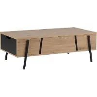 Beliani Table Basse En Bois Clair Et Noir Blackpool