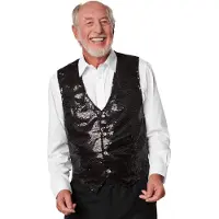 TecTake dressforfun - Gilet à paillettes pour homme, noir, taille XL - déguisements, costumes d'Halloween, tenues de fête, tenues de carnaval, vêtements de carnaval, tenues de soirée - 303974