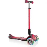 Globber ELITE DELUXE LIGHTS – Trottinette pour enfants, 120/80 mm, ABEC 5, 3 roues, hauteur réglable, roues LED, rouge