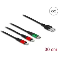 DeLOCK USB 3-in-1 A vers 2x Lightning / USB-C, 30 cm -