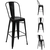 Mendler Tabouret de bar -A73 Métal (lot de 4)