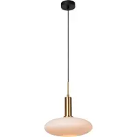 Lucide SINGALA Lampe suspendue avec abat-jour en verre blanc et bordure dorée 1xE27 60W