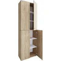 VCM XL bois Grande armoire à chaussures Étagère à chaussures Grande botte Meuble d'entrée Lona 6 compartiments Portes battantes