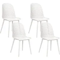 Beliani Lot de 4 chaises de salle à manger Assise et pieds en synthétique blanc Dossier en maille ouverte Style minimaliste moderne