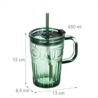 Relaxdays 2x jarres-paille, Verres, Vert
