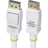 StarTech.com .com Câble DisplayPort 1.2 de 1,8m, VESA, 4K 60Hz, 21.6Gbps, connecteur DP à encliqueter sur DisplayPort mâle, câble moniteur DP 1.2, blanc