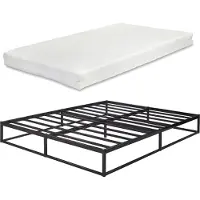 En.casa Lit métallique 'Trerunta' avec matelas Cadre de lit 180 x 200 cm acier noir