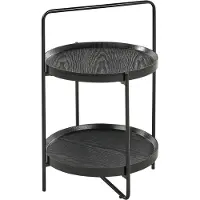Beliani Table d'appoint Noir Plateau MDF 2 plateaux 2 étages avec pieds métalliques Tablette Ronde pour salon