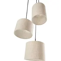 Beliani Suspension 3 lumières beige abat-jour en lin design moderne lampe de salon