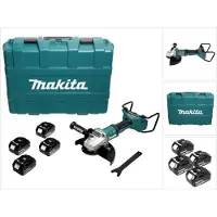 Makita DGA 900 T4KX2 Meuleuse d'angle 36V ( 2x18V ) 230mm Brushless + 4x Batteries 5,0Ah + Écrou de serrage rapide ''Ezynut'' + Coffret de transport - sans chargeur