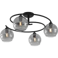 QAZQA Plafonnier moderne noir avec verre fumé 4 lumières - Alanis