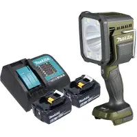 Makita DML 812 SM Projecteur portatif sans fil 18 V 1250 lm LED Olive Grn Outdoor Adventure Edition spéciale + 2x batterie 4,0 Ah + chargeur