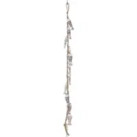 J-Line Suspension 12 poissons albasia bois/raphia marron/blanc