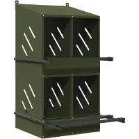 vidaXL Nichoir pour poules avec 4 compartiments Vert olive Métal