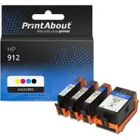PrintAbout Cartouche compatible pour HP 912 (3YL77/78/79/80AE) - 4 couleurs - Multipack