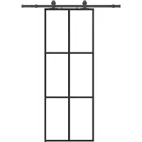 vidaXL Porte coulissante avec ferrure noire 76x205 cm verre ESG