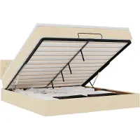 vidaXL Ottoman-lit avec matelas Crème 180x200 cm Tissu