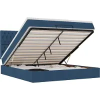 vidaXL Ottoman-lit avec matelas & LEDs Bleu 180x200 cm Tissu