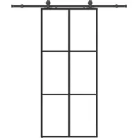 vidaXL Porte coulissante avec ferrure noire 90x205 cm verre ESG