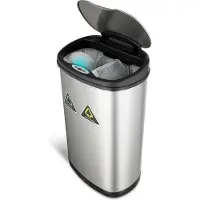 Rijoka Sensor Poubelle 50L - avec 2x compartiments 20L + 30L - inox - Tri sélectif - Soft Close - Sans empreintes digitales - Design moderne