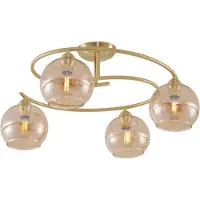 QAZQA Plafonnier moderne laiton avec verre ambré 4 lumières - Alanis