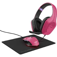 Trust Kit de gaming 3-en-1 Trust GXT 790 Tridox Casque-micro + Souris éclairée + Tapis de souris Rose