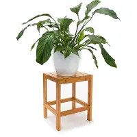 Relaxdays Tabouret en bambou Table pour plantes tabouret salle de bain HxlxP: 40 x 28 x 32 cm table appoint déco, nature
