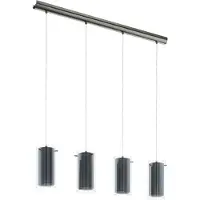 Eglo Lampe suspendue salle à manger Pinto Textil 4 lumières avec verre fumé