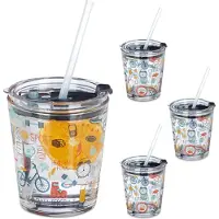 Relaxdays 4x Tasse-enfant, Verres, Transparent