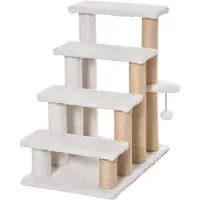 PawHut Paws Escalier pour animaux de compagnie avec arbre à chat Bal 4 marches Peluche Jute