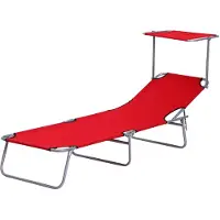 Outsunny Lounger - Pliable - Rouge - 187 x 58 x 36 cm