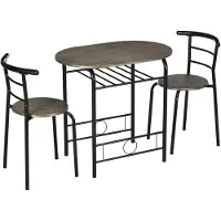 HOMCOM Ensemble de salle à manger , table de salle à manger avec 2 chaises, table de cuisine avec compartiment de rangement, noir