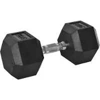 HOMCOM HOMdotCOM Enkele rubberen fitness dumbbell, staal met rubber zwart 20 KG