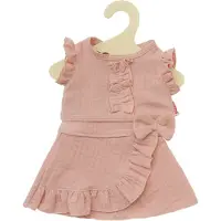 Heless Jupe à langer pour poupée avec top à volants en coton 100 % bio, rose, 2 pièces, taille 35-45 cm