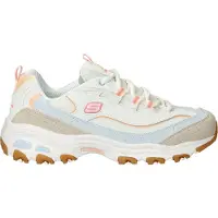 SKECHERS Baskets basses 'D'Lites' beige / bleu clair / orange clair / rose clair