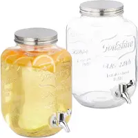 Relaxdays 2x distributeurs-de-boisson, Distributeur de boissons, Transparent, Argent