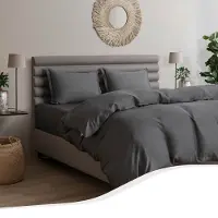 Tempur Home by - Housse de couette - 200 x 220 cm - Anthracite et fibres de bambou - Soie et sans repassage - Régulation naturelle de la température et look moderne