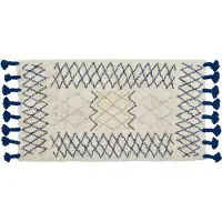 Beliani Tapis coton beige / bleu 80 x 150 cm motif géométrique court ERZINCAN (80 x 150 cm)