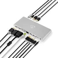 Nedis Cctb64991al02 Usb 3.2 Gen 1 Docking Station Usb-c M-dp F/rj45 F/hdmi/vga F/f/2x Usb-c/4x Usb-a Nickel Plated Braided 2x 3.5mm 0.2 M Argenté