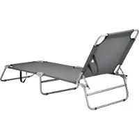 Casa.pro Bain de soleil 'Carcao' dossier réglable pliable structure acier 186 x 55 x 24 cm gris foncé