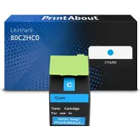 PrintAbout Toner compatible pour Lexmark 80C2HC0 (802HC) - Cyan - Grande capacité