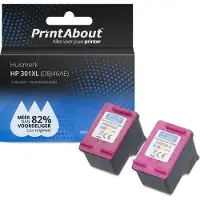 PrintAbout Cartouche compatible pour HP 301XL (D8J46AE) - pack de 2 - 3 couleurs - Grande capacité - Multipack