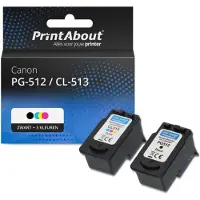 PrintAbout Cartouche compatible pour Canon PG-512 / CL-513 - Noir + 3 couleurs - Grande capacité - Multipack