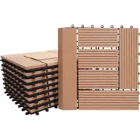 MCW Carreau de sol WPC Rhône + bordure, aspect bois, 11x chaque 30x30cm = 1m² Premium