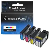 PrintAbout Cartouche compatible pour Canon PGI-1500XL BK/C/M/Y - 4 couleurs - Grande capacité - Multipack