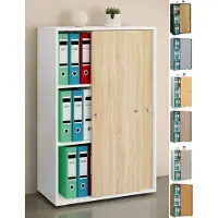 VCM Armoire de bureau en bois Armoire de classement Meuble de bureau Armoire Lona 3 portes coulissantes