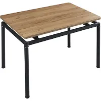 En.casa Table de salle à manger 'Hemnes' pour 4 personnes 100 x 60 cm Pieds en acier imitation chêne